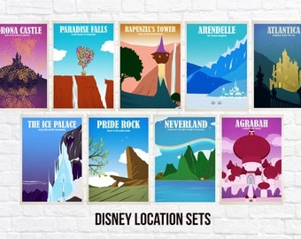 Disney Travel Poster Sets - Choose from 2 to all 9 Prints - Wall Art Poster Print (Available In Many Sizes)