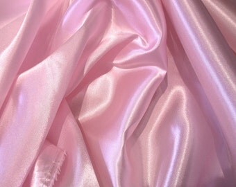JN00008 Sale Item Pale Pink 8 Charmeuse Satin Soft Smooth Flowing Silky Hand Lightweight Fashion Home Decor 58/60" Fabric By The Yard