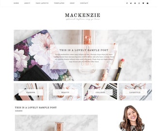 Premade Feminine Wordpress Theme "MacKenzie" - Responsive E-Commerce Self-Hosted Wordpress Blog Theme