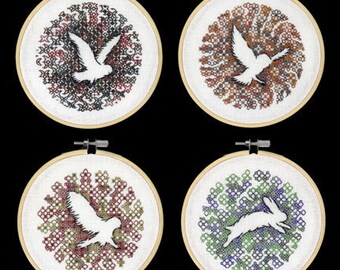 Kit of the Owls and Rabbit Series - Beginners Blackwork Hand Embroidery Pattern