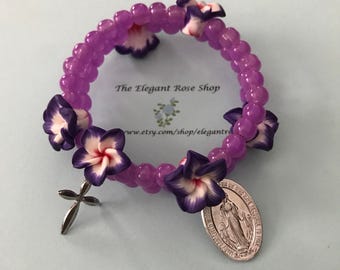 Beautiful Rosary Wrap Bracelet in Purple