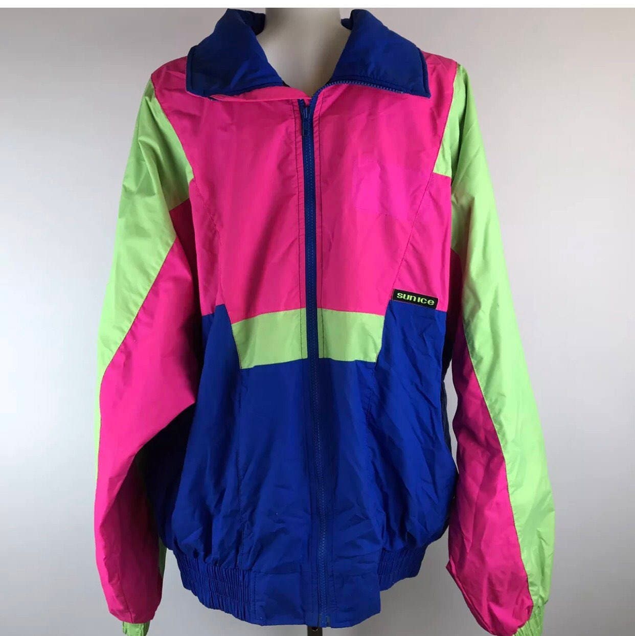 Vintage Sun Ice Snowboarding Jacket XL 90s Neon Ski Fashion