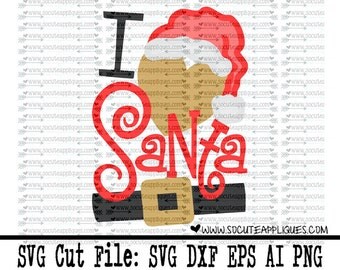 Christmas SVG cutting file, I heart Santa svg, Christmas svg, Santa svg, rudolph svg, elf svg, reindeer svg, santa hat svg, socuteappliques