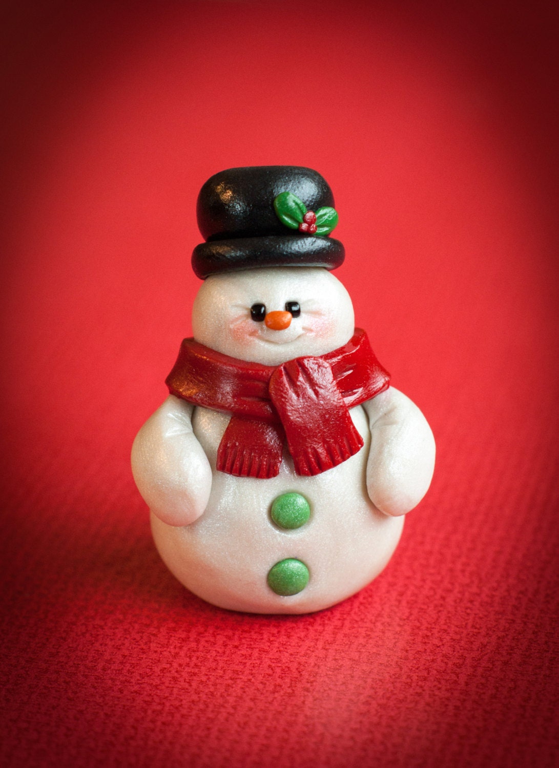 Chubby Snowman polymer clay sculpture