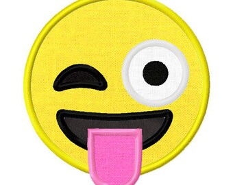 Emoji Tongue Out Embroidery Applique Design dst, exp, hus, jef, pes, sew, vip, vp3, Digital INSTANT DOWNLOAD