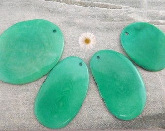 Tagua Thin Slices Aqua Marine Top Drilled (10),Tagua Nut beads,vegetable ivory, natural beads, ethnic beads tagua jewelry organic beads
