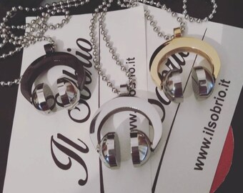 Steel necklace HEADPHONE dj music disco club studio singing