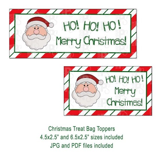 Santa Treat Bag Toppers Christmas Treat Bags Holiday Bag