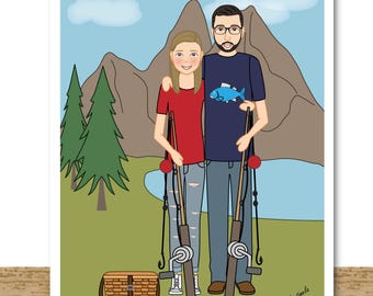 Full Body Custom Portrait Illustration- Wedding Gift -Anniversary Gift Idea - Digital Printable