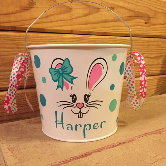 Personalized Easter Bucket Easter Pail Easter Bunny 5