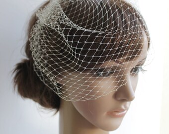 Ivory White Peach Beige Black Mini Birdcage Veil, Bridal White birdcage veil, Small Bird Cage Veil 9 inch veil, Wedding Fascinator