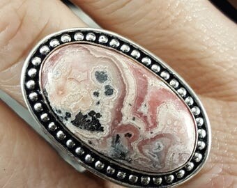Rhodochrosite Statement Ring - Size 7