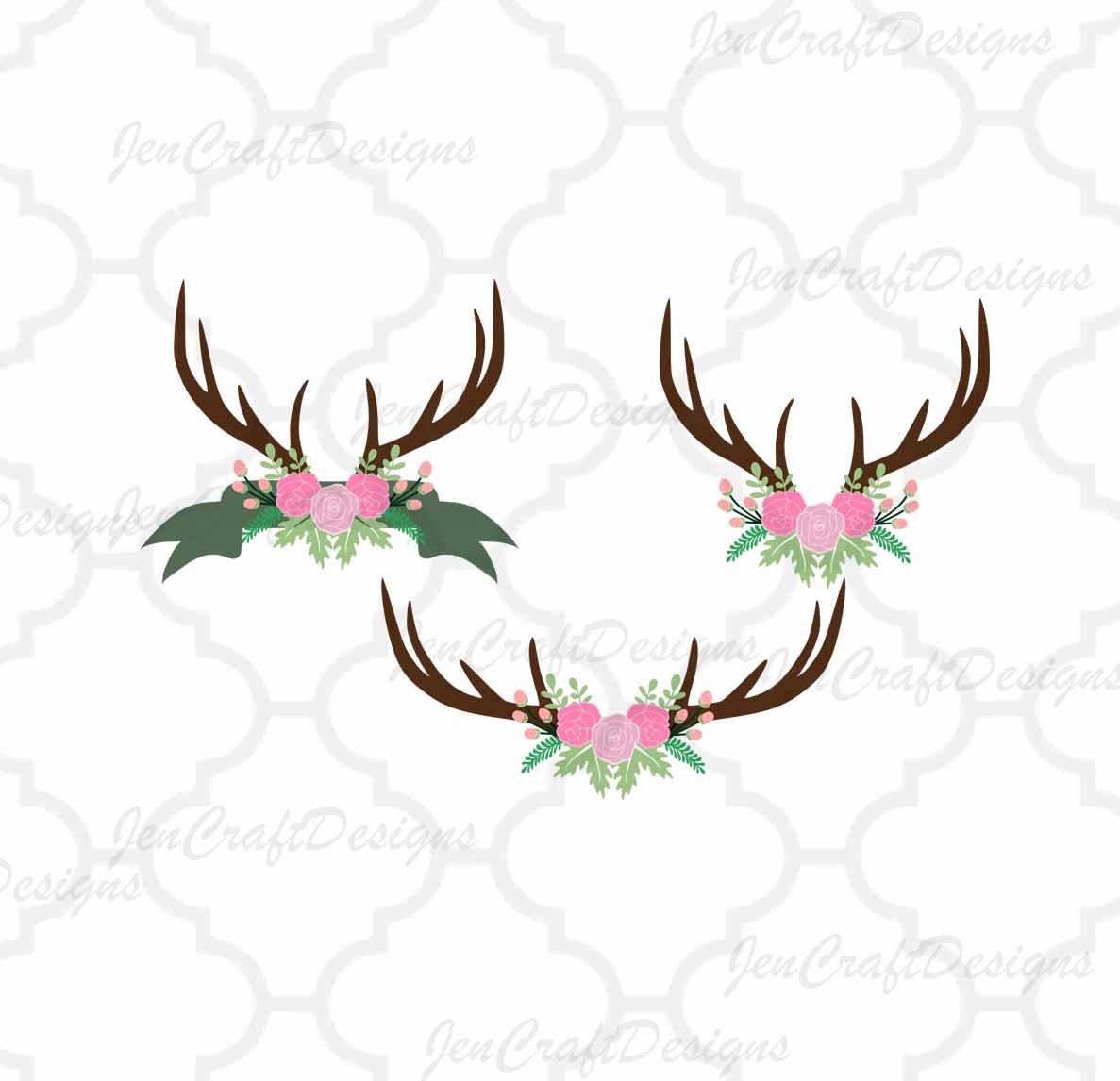 Download Antler floral swag svg Cutting File Set in Svg, eps, dxf and PNG Format for Cricut and ...