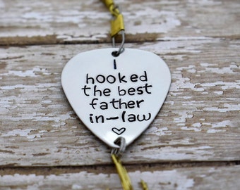 Handmade Stamped Fishing Lure -"I hooked the best father in-law"*Fisherman*Personalized Lure**Gift for Him**Father's Day**Wedding Gift*