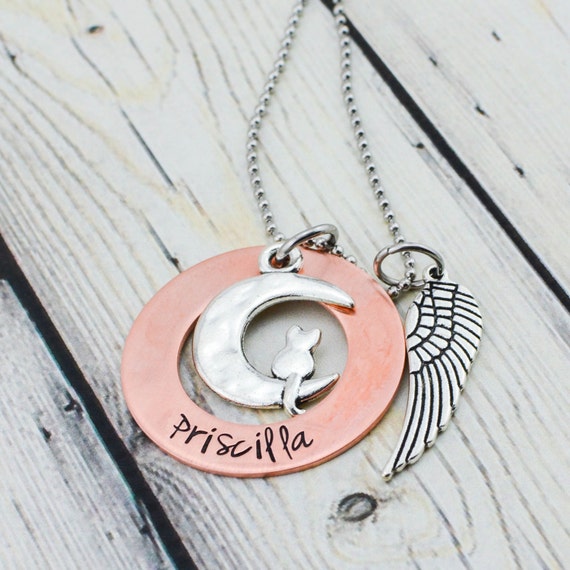 Personalized Cat Memorial Jewelry Cat Loss Necklace Custom