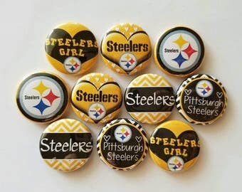 Pittsburgh Steelers #1 bottlecap image 1” buttons, flatback, pin, or magnet. Set of 10