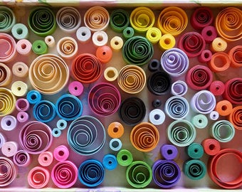 Colorful Quilled Circles| Handmade Quilled Paper| Quilling Art| Scrapbooking & Card Making Supply| Craft Supply| CUSTOM PAPER COLOR.