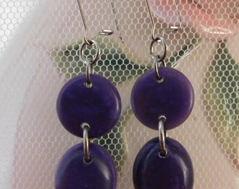 purple drop earrings handmade