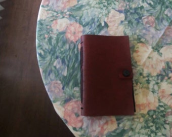 Vegan Red and Black Vinyl Journal With Diagonal Stitching
