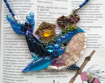 Fish-whale-necklaces handmade from stones and beads