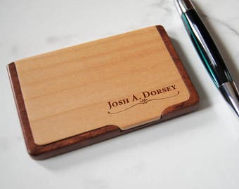 Customized Business Cards Holder, Personalized Wooden Business Cards Holder, Engraved Business Cards cases