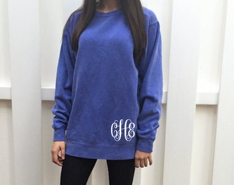 SALE - Monogram Sweatshirt - Monogram Tunic - Monogrammed Comfort Colors Sweatshirt - Monogram Pullover - Monogram Long Sweatshirt