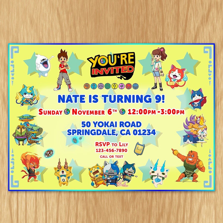 Yo-Kai Watch Birthday Invitation Yokai Watch Printable