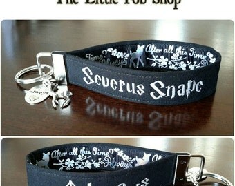 Embroidered Severus Snape Key Fob/Wristlet with Charms - Harry Potter Inspired