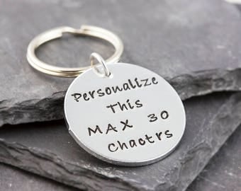 Customized keychain, hand stamped, personalized keyring, personalized keychain, personalized gift, name keychain, round keychain, for him