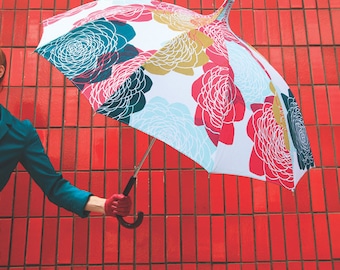 Pink umbrella printed and hand - made