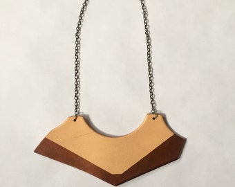 Statement necklace, leather jewelry, recycled leather