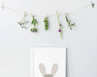 Rabbit posters - Neutral nursery decor - Cute nursery wall art - Nursery art set - Baby boy nursery art - Printable nursery art - hand drawn