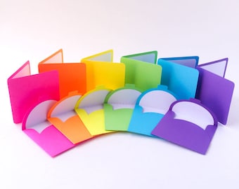 3" x 3" Mini Note Cards & Envelopes - Set of 6 - Neon Note Cards - Blank Note Cards - Ready to ship