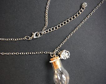 Glass Teardrop Bottle Wish Necklace with Dandelion Seed