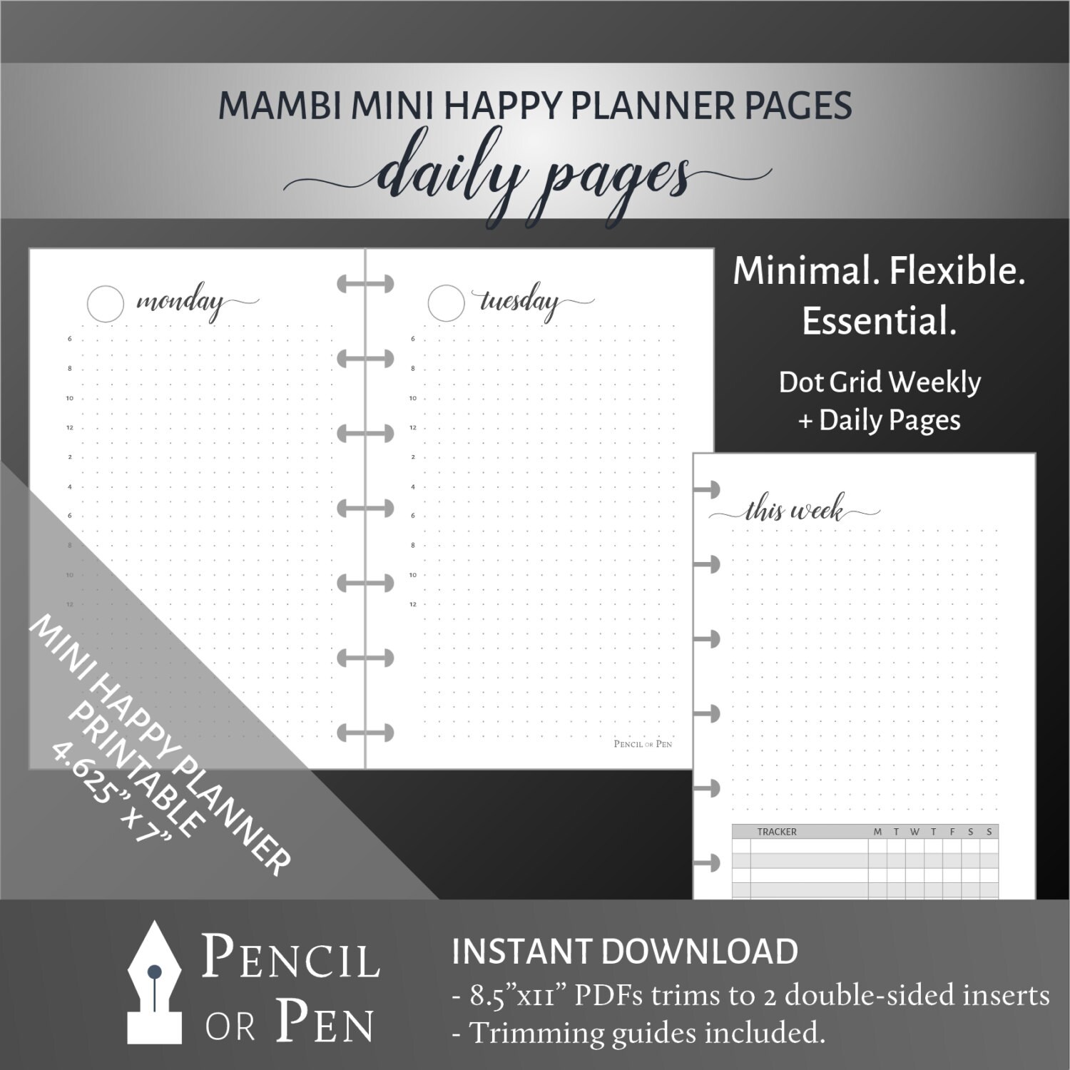 Dot Grid Daily and Weekly Planning Pages for the Mini Happy