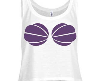 Mermaid Shell Tank, Summer Crop Tops, Crop Tank Top, Seashell Shirt, Mermaid Crop Top, Mermaid Bra Tank Top, Seashell Tank, Seashell Tshirt
