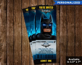 Lego Batman Birthday Invitation Ticket - Lego Batman Invitation - Lego Batman Movie Ticket Invitation (Digital File Download)