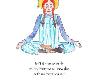 Anne of Green Gables note card, Anne of Green Gables teacher gift, Anne of Green Gables does yoga, Anne Shirley, Anne Shirley card,