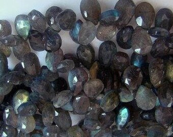 70% Off Micro Faceted Labradorite Tear Drops/ Pear shape 6mm to 14mm Briolettes