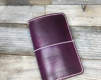 Purple fauxdori . Full grain leather . Hand dyed journal . Traveler's notebook . Midori style . B6 slim fauxdori . hobonichi . A6 journal