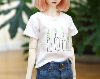 BJD SD Girl Plant Boxy T Shirt - White