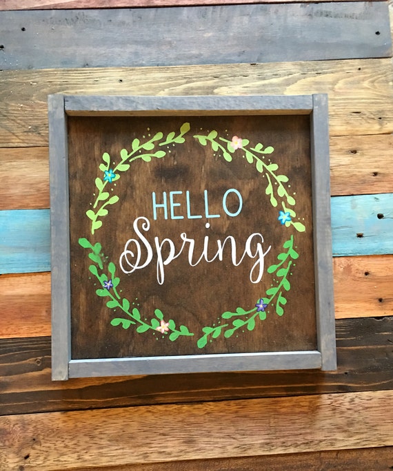 Hello Spring Wood Sign Spring Decor Spring Wreath Wood Sign