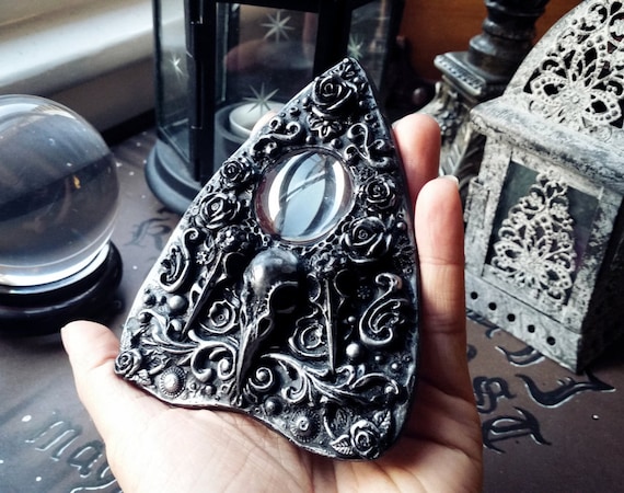 Black and Silver Ouija Board Skull Planchette