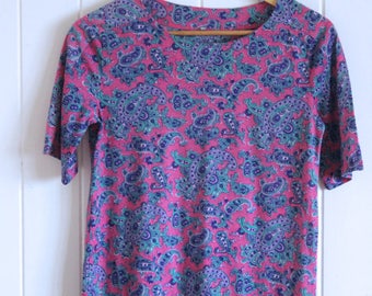 Paisley top, retro, pink and blue