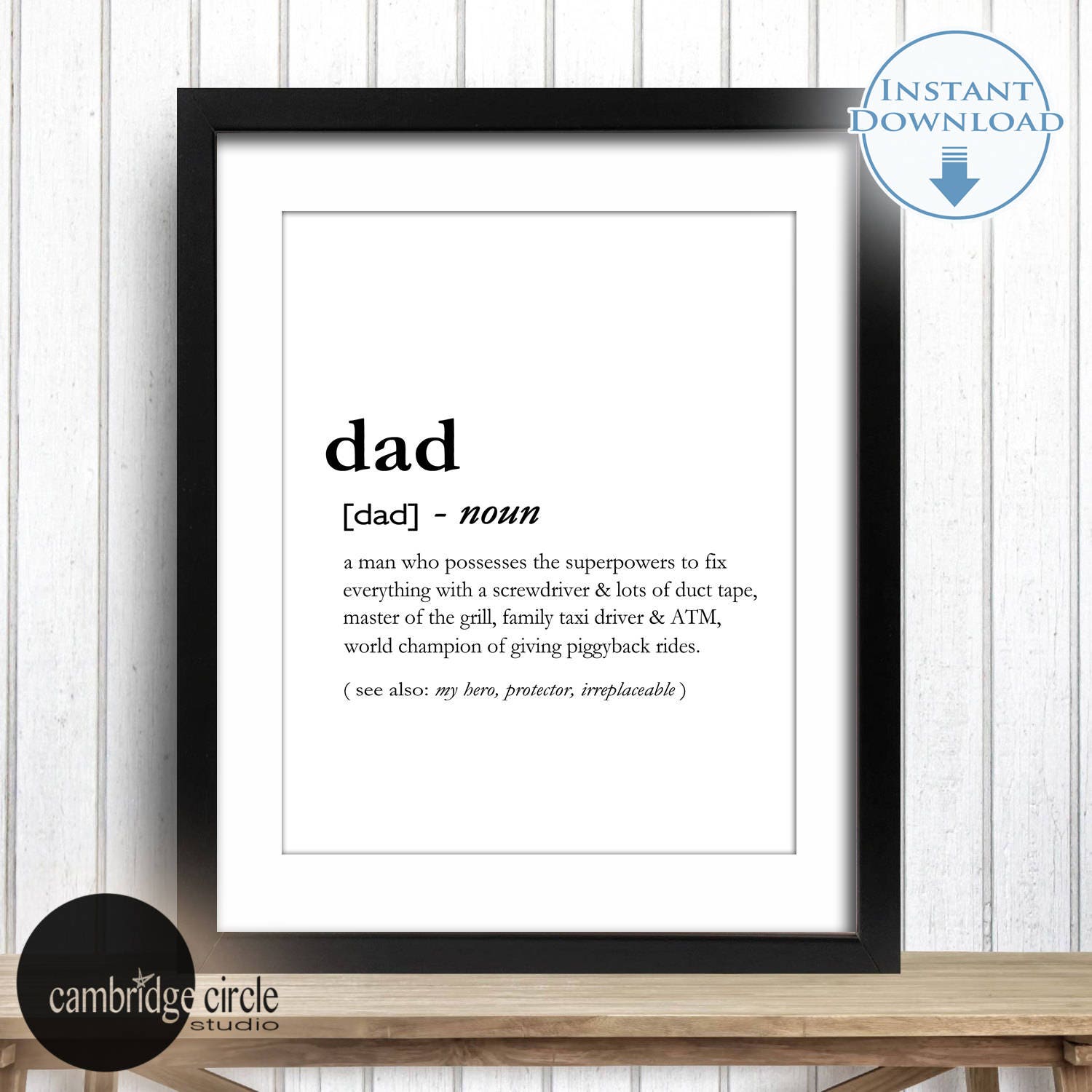 Dad Definition Print Instant Download Typography Wall Art