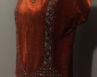 1920s Jazz Era Velvet Top with Art Deco Beading