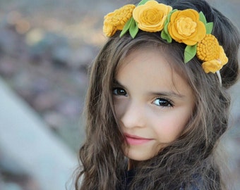 Fairy Felt Flower Mini Crown Headband - Wool Felt Flower Crown - Rose Headband - felt Halo - flower halo