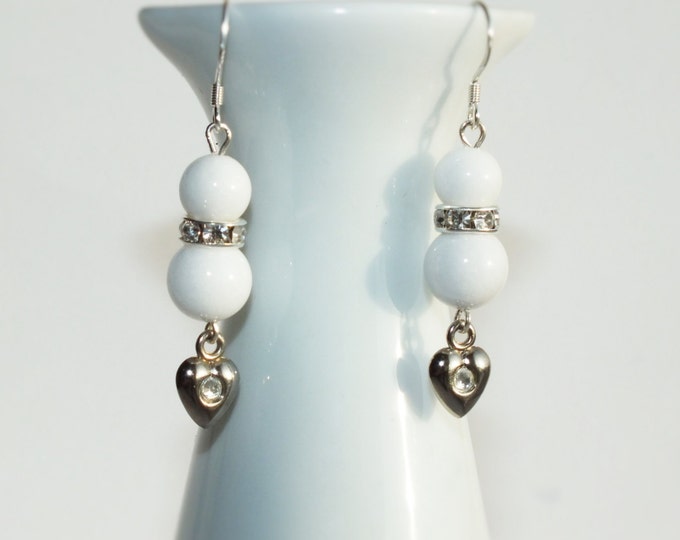 Bridal earrings,Bridal wedding jewellery, Wedding earrings, White earrings, White Jade Earrings, Jade Earrings