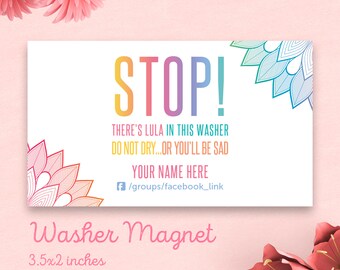 Lula Washer Magnet, Free Personalize, Do Not Dry, Approved Colors&Fonts, Stop, Lula Dryer/Care Magnet, llr Fashion Retailer, Instruction
