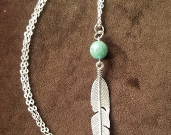 Beaded Peacock Feather Necklace